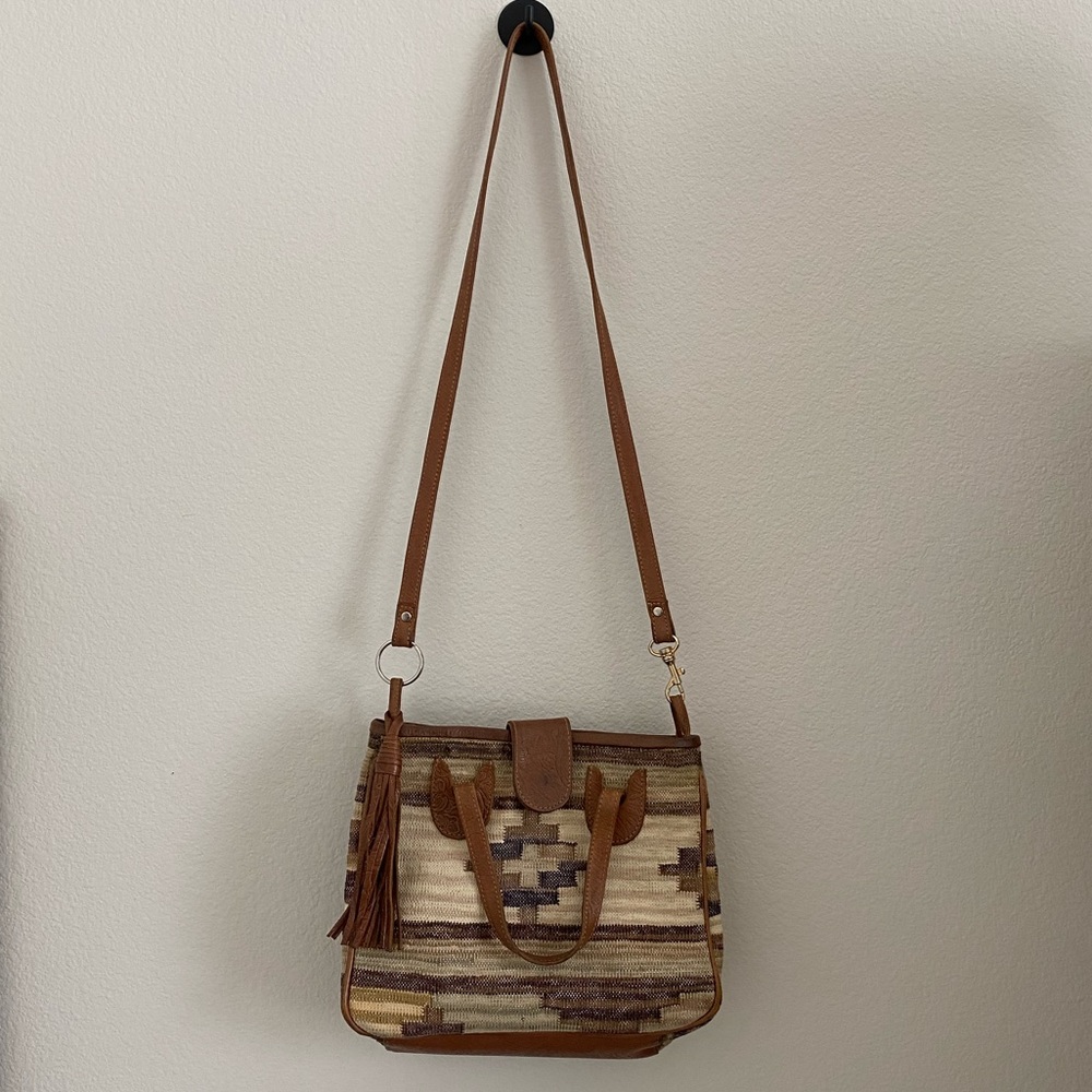 Vintage Brown and Cream Crossbody Bag